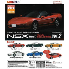 MONO Honda Vol.2 1/64 Scale Gashapon Figure Capsule Collection features: Formula Red, White (Custom), Bay Leaf Green, Blue (Custom), and Orange (Custom). The back of the cars can open and close!
This contains one random car in a gashapon ball.