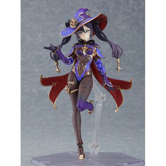 From the popular game "Genshin Impact" comes a figma action figure of the mysterious and prideful astrologer Mona! Using the smooth yet posable joints of figma, you can create a variety of action-packed poses from the game. A flexible plastic is used for important areas, allowing proportions to be kept without compromising posability. She comes with three face plates including a glaring face, a surprised face and an anguished face. Optional parts include a Catalyst (Skyward Atlas), an astrology effect sheet