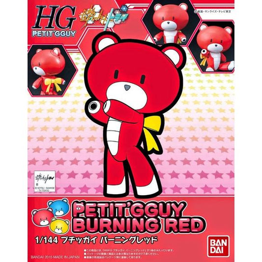 Add an adorable splash of red to your Gunpla collection with the Bandai Spirits Petit'gguy Burning Red HGPG 1/144 Scale Model Kit! From Gundam Build Fighters Try, this cute bear-inspired Petit'gguy features a vibrant Burning Red color scheme accented by a yellow neck ribbon.
Designed as a fun and approachable build, Petit'gguy features simple snap-together assembly with color-molded parts and articulation that allows for a variety of charming poses. Its compact size and distinctive design make it a great c