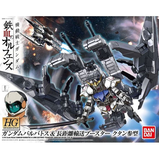 <p>From the hit anime series "Iron-Blooded Orphans" comes this cool looking double kit! Packaged inside this box is both an HG Gundam Barbatos kit as well as the parts to build the Long-Distance Transportation Booster.</p>
<p>Parts come molded in multiple colors and snap together for easy construction. This kit can also transform between transport and action mode.</p>
<p>A stand to hold the completed kit and foil sticker marking sheets are also included. Assembly Required</p>
<p><strong>Product Features:</s