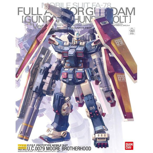 An exciting Master Grade supervised by famous Gundam designer Hajime Katoki, the Full Armor Gundam from the "Gundam Thunderbolt" anime is filled with stunning proportion, detail, and features. All external armor can be removed from the base Gundam for display and features numerous missile hatches that can be displayed ready to launch. Joints can be optionally covered with a vinyl material to recreate the protective texture covering as seen in the animation. Cockpit hatch can open and close with the attac
