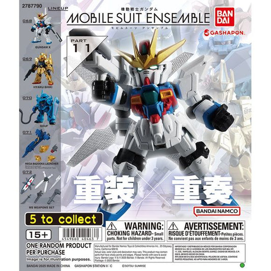 Expand your collection with Mobile Suit Gundam Mobile Suit Ensemble Part 11 from Bandai! This popular Gashapon series features compact, highly detailed Mobile Suits with articulated joints and interchangeable weapons and accessories, allowing you to pose, equip, and customize your collection.
Part 11 is headlined by the Gundam X from After War Gundam X, complete with its distinctive Satellite Cannon equipment. The lineup also brings together the gold Hyaku-Shiki from Mobile Suit Zeta Gundam and the amphibi