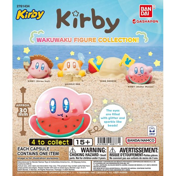 Bandai Kirby Wakuwaku Figure Collection Gashapon – 1 Random Figure
Bring a little beach-day fun to your collection with Bandai’s Kirby Wakuwaku Figure Collection! Kirby and friends are enjoying the sunshine in this adorable assortment of miniature figures featuring playful summer poses and sparkling, glitter-filled eye details.
Discover Kirby wearing a straw hat and holding a frozen treat, Waddle Dee building a sandcastle, King Dedede relaxing beneath the sand, or Kirby enjoying a slice of watermelon. The