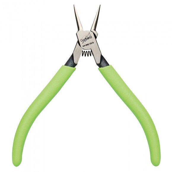 The GodHand BND-125-B All-Purpose Bending Pliers features an extremely fine tip for holding very small parts. The tip is half-moon shaped, and groove-less to prevent damage to the parts you are holding or bending. Works fantastic for bending parts. Overall length: Approx. 125 mm.