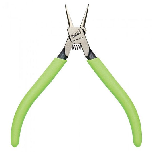 The GodHand BND-125-B All-Purpose Bending Pliers features an extremely fine tip for holding very small parts. The tip is half-moon shaped, and groove-less to prevent damage to the parts you are holding or bending. Works fantastic for bending parts. Overall length: Approx. 125 mm.