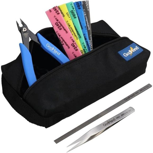 The GodHand GH-SG-02 Plastic Model Starter Tool Set is the perfect entry-level toolkit for anyone starting plastic model building. Designed by the renowned Japanese tool manufacturer GodHand, this set includes all the essential tools needed to assemble plastic models from start to finish.
Whether you're building Gunpla, scale models, or other plastic kits, this high-quality starter set provides the core tools required for cutting parts, cleaning up gates, smoothing surfaces, and applying decals.
Included