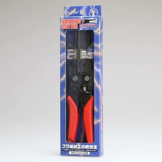 <p>Make clean, straight cuts in plastic sheet with light hand pressure using the <strong>GodHand GH-AMC-LS Amazing Cutter</strong>.</p>
<p>Designed specifically for plastic-model work, the Amazing Cutter uses leverage to cut material smoothly and with less effort than traditional hand cutting. Simply place the material between the blades and squeeze the grip to make a quick, straight cut with minimal crushing or deformation.</p>
<p>The cutter is designed for plastic sheet up to <strong>2 mm thick and 75 m