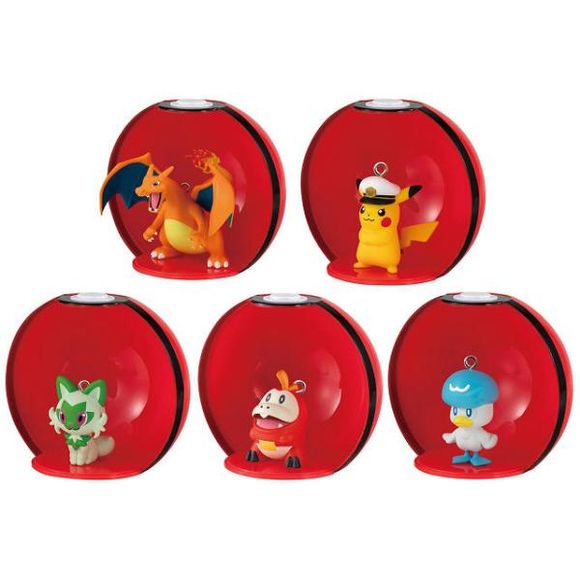 Pokemon Gashatto Collect 01 Gashapon Figure in Pokeball Capsule Collection features: Charizard, Captain Pikachu, Sprigatito, Fuecoco, & Quaxly
This contains one random figure in a Pokeball shaped gashapon ball that can display the figure inside.
