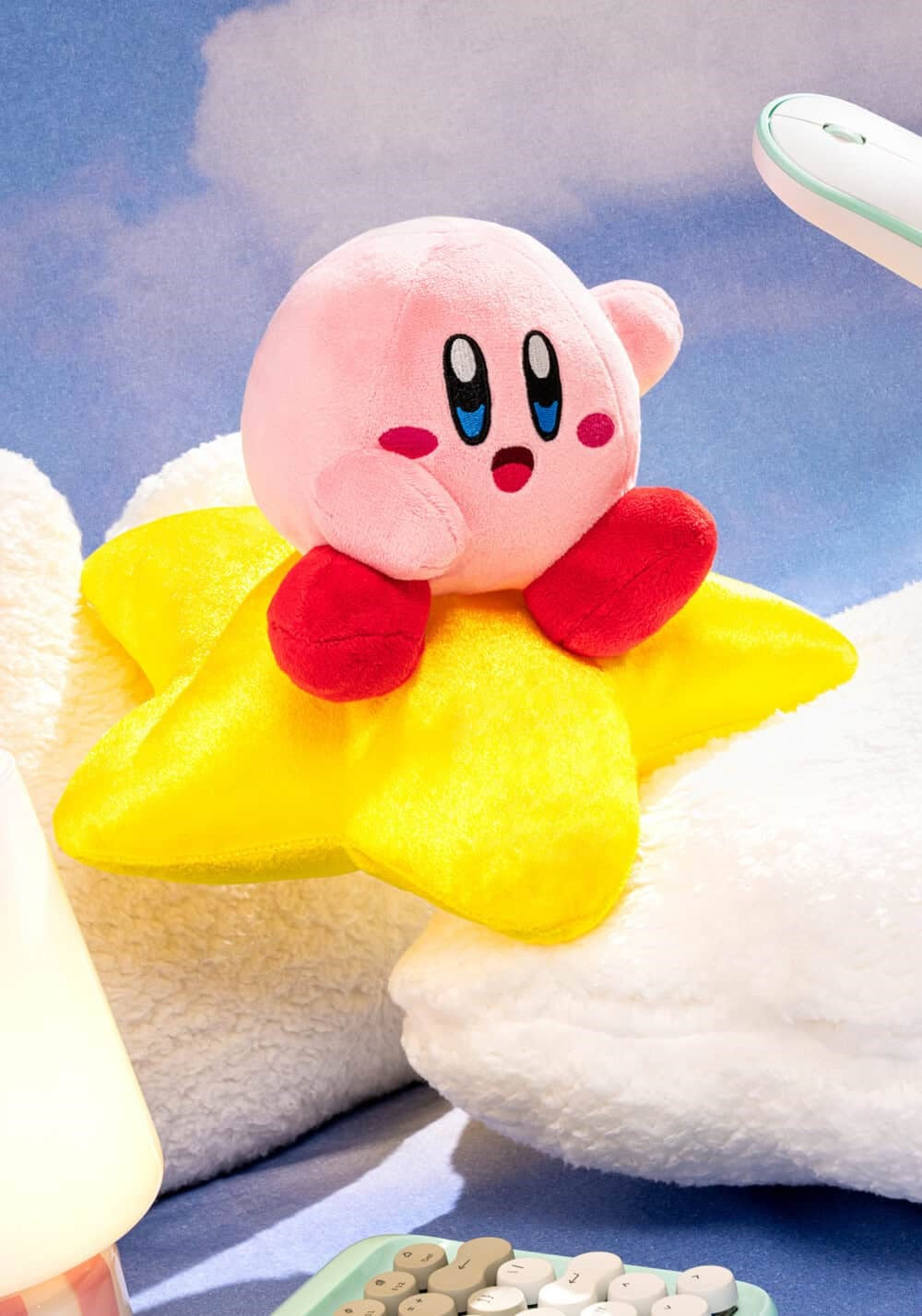 Float into dreamland with the Kirby Star Seat Plush, a delightful 10.5-inch plush from FuRyu that captures the magic of Dream Land’s beloved pink hero! This soft and huggable plush features Kirby riding his iconic Warp Star, ready to zoom through the skies on his next adventure.
Crafted with premium-quality fabric, Kirby’s bright pink body and cheerful embroidered expression radiate charm, while the shimmering yellow Warp Star adds a playful touch of fantasy. Whether you’re a longtime fan of the Kirby seri