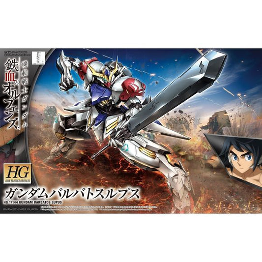 <p>Build and display <strong>Gundam IBO Gundam Barbatos Lupus</strong> with this official Bandai Hobby <strong>HG 1/144 scale model kit</strong>.</p>
<p>The updated form of the Gundam Barbatos featuring a massive "Mace Sword" and improved color separation that allows the Tekkadan symbol to reproduced without sticker application! Includes additional backpack arms for additional weapon storage and alternate set of hands.</p>
<p>Comes with 4 runners and measures 5-inches tall when complete</p>
<p><strong>Produ