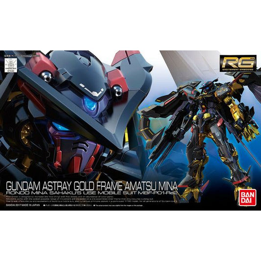 The distinctive Gundam Astray Gold Frame Amatsu Mina from "Gundam Seed Astray" features beautifully reproduced exterior textures, and the "Maga no Ikutachi" on its back can be expanded and retracted. It's equipped with the Okitsu no Kagami, the Trikeros Kai, two of the Totsuka no Tsurugi, the Tsumuha no Tachi and two of the Maga no Shirahoko. Assembly Required.