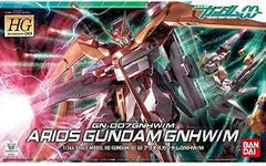 The variable Arios Gundam, complete with weapon loadouts used in the final battle in the second season of "Gundam 00," is now offered as a snap-fit HG plastic kit! It can switch between its Mobile Suit and Flight Mode, and comes with a GN cannon, two GN missile containers, GN twin beam rifle, and two GN Beam Sabers. A sheet of foil stickers is provided.
