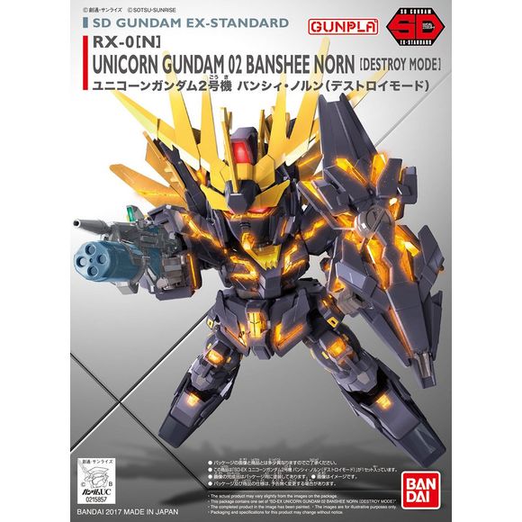 Bandai's SD Gundam EX Standard lineup features stylish proportions and newly designed joints for improved posability, as well as parts and weaponry that can be swapped with HG kits! Each comes with foil stickers for the markings.