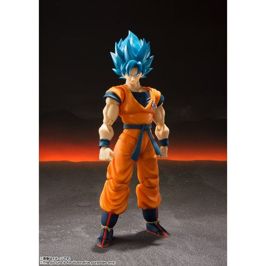 <p>The film “Dragon Ball Super: Broly” was one of the biggest (and fastest!) hits in the series. Now S.H.Figuarts is proud to announce the release of a figure of its star character, Super Saiyan God Super Saiyan Son Goku!</p>
<p>It includes an outfit just like the one seen on the film's poster - a first! Don't miss this chance to complete your Dragon Ball collection, at a special new price!</p>
<p><strong>Product Features:</strong></p>
<ul>
<li>Based on Dragon Ball Super</li>
<li>Part of the S.H.Figuart