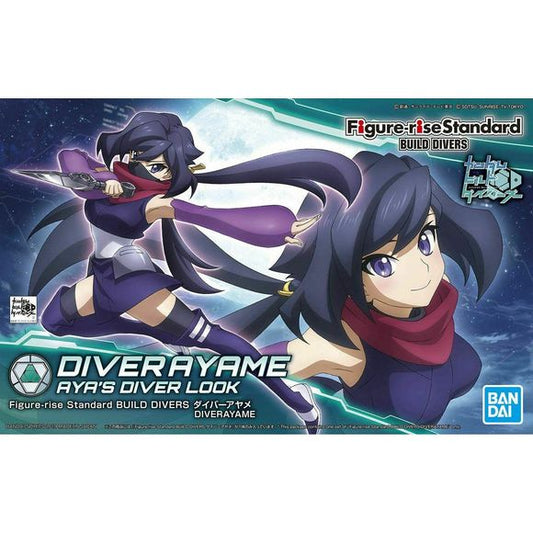 Ayame one of the female characters from "Gundam Build divers" Joins the figure-rise standard line!    her Ninja costume allows for expressive poses and includes 2 kunai!  3facial expressions that can swap out are included along with her primary masked form.  Also includes stand.  Runner x 16, stickers, water slides, instruction manual.