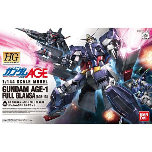 Gundam Age-1 in its final battle configuration at the end of Gundam Age. Back mounted Glastron launchers can be rotated to the front under the shoulder and features dual missile launchers. 2 shield rifles and beam sabers are also included. Armor can be purged to reveal Age-1 Flat.