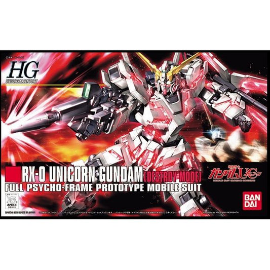 <p>Marking Bandai's 100th entry in the High Grade Universal Century plastic kit series, here's an incredibly detailed snap-fit kit of the titular mecha from "Mobile Suit Gundam UC" in Destroy Mode! This milestone kit comes molded in color and features newly introduced polycap joints that allow for a wider range of posing possibilities!</p>
<p>Its psycoframe is molded in clear pink plastic, and it comes armed with two beam sabers, a beam magnum, and a shield. Foil stickers are provided for detail.</p>
<p>Inc