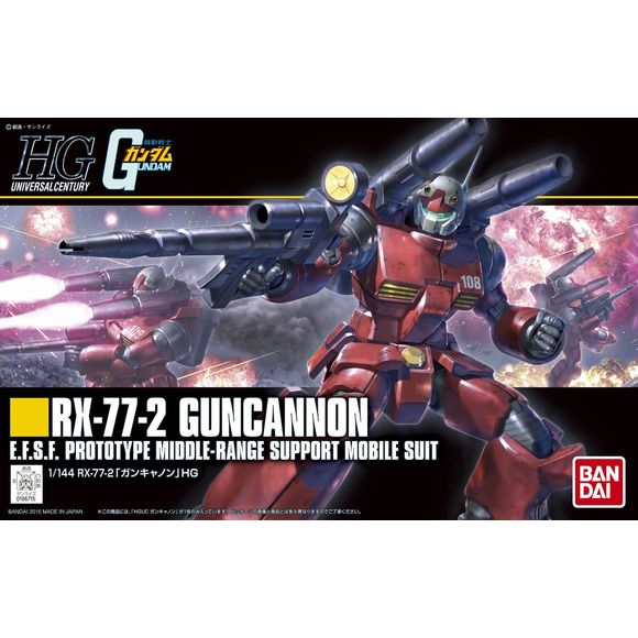 To celebrate the 35th anniversary of GunPla a new subseries within the HG line is being released that updates models from yesteryear with modern proportion and new engineering. The first of these releases is the Guncannon, which started the HGUC line in 1999. Assembly Required.