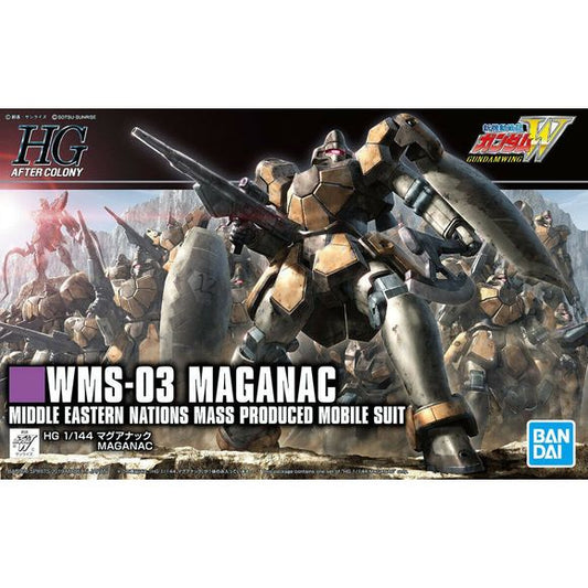 <p>Recreate the fierce battles between OZ and the resistance groups in "Gundam Wing" with the new Maganac unit! Designed for Army builders, its easy construction allows multiple units to be assembled with speed, but still comes with a variety of armaments including rifle, Tomahawk, and shield!</p>
<p><strong>Product Features:</strong></p>
<ul>
<li>HG 1/144 scale model kit</li>
<li>Official Bandai Hobby release</li>
<li>Includes marking and/or color-correction stickers</li>
<li>Includes shield accessory wher