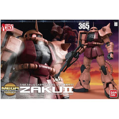 The second kit in Bandai's 1/48 Mega Size line is the Mobile Suit MS-06S Char's Zaku II. This guy is ready to take on the Mega Size Gundam (linked below) in an epic clash of the heavyweights. This mega kit is designed by Bandai to be articulate and still hold its pose thanks to some click joints. It aslo comes with it's machine gun and heat hawk, water-slide decals, full-color instruction booklet, and even a booklet from the people at Hobby Japan with tips on how to get the best results on your own Mega Z