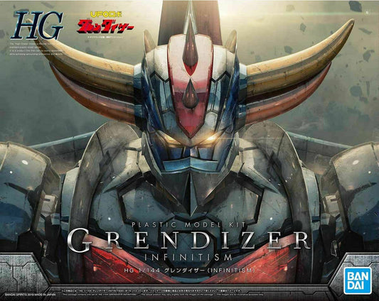 <p>Featuring a new design by Takashi Yanase, the mecha designer from "Mazinger Z Infinity", the inifinitism Grendizer shares the same design aesthetic and construction found in the previous Mazinger Z and great Mazinger Infinity HG releases. joints consist of KPS materials to enable incredible action poses. Features double harken which can separate, 2 Arm crushers, double spazer flight back and display base</p>
<p><strong>Product Features:</strong></p>
<ul>
<li>HG 1/144 scale model kit</li>
<li>Official Ban