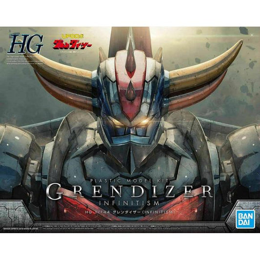 <p>Featuring a new design by Takashi Yanase, the mecha designer from "Mazinger Z Infinity", the inifinitism Grendizer shares the same design aesthetic and construction found in the previous Mazinger Z and great Mazinger Infinity HG releases. joints consist of KPS materials to enable incredible action poses. Features double harken which can separate, 2 Arm crushers, double spazer flight back and display base</p>
<p><strong>Product Features:</strong></p>
<ul>
<li>HG 1/144 scale model kit</li>
<li>Official Ban