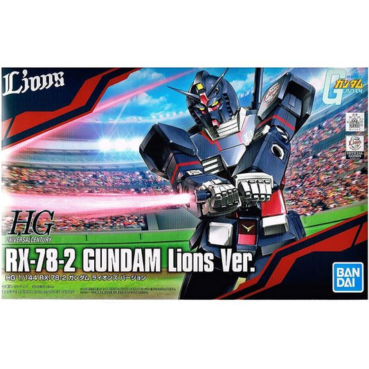 Bandai Gundam RX-78-2 Saitama Seibu Lions Baseball Ver. HG 1/144 Model Kit. Comes with exclusive decal seals to commemorate the partnership between Gundam's 40th anniversary and Seibu Lions Japanese baseball team. Assembly Required.