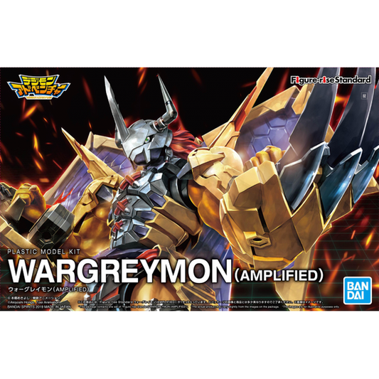 Part of the 20th Anniversary of Digimon, a new version of Wargreymon with amplified styling joins the model kit lineup! With Bandai's known part separation, this fully colored model kit also features impressive dynamic articulation and gimmicks including Brave shield that can be mounted on back and arm with expanding parts, Dramon Killers with movable claws and combination form.