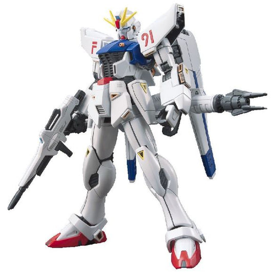 The incredibly fast Gundam F91 appears in a modern high-grade kit! Part of the All Gundam project which seeks to bring new modern kits from older Gundam titles, the F91 shares a common construction with other kits to allow for part swapping and easy customization. Alternate face and deployed shoulder fin parts can be easily part swapped out for display! Weapons include beam rifle, beam shield, beam sabers, beam launcher and movable VSBRS! Numbering for "F91" is engraved on shoulders.