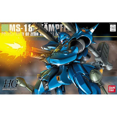 High performance Zeon unit from "Gundam 0080 War in the Pocket" features a heavy assortment of weapons including shotguns, sturm fausts that can be mounted on legs or held in hands, dual bazookas, chain mine with individually molded segments, and bazookas that can be mounted on its back.