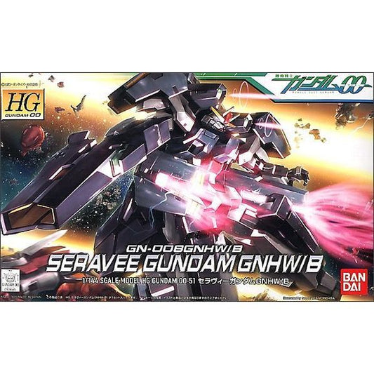 <p>Packed with a good balance of defensive and offensive equipments for the final battle in the second season of the "Gundam 00" anime, Seravee Gundam GNHW/B is now offered as a HG snap-fit plastic kit from Bandai! The Mobile Suit comes molded in color and will be fully articulated with polycapped joints upon completion.</p>
<p>Includes a pair of GN Bazooka II, four GN Cannons, and four GN Field Generators. The GN Cannons on its waist and the GN Field Generators can slide open.</p>
<p>GN Cannons on Seravee