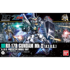 The RX-178 Gundam Mk-II from “Mobile Suit Zeta Gundam" is back in the High Grade line sporting new proportions for a sleeker look with improved posability! Includes the Vulcan Pod System, Beam Rifle, Hyper Bazooka, two Beam Sabers, and a shield. Don't miss this new and improved version of the classic Mk-II!  Parts come molded in multiple colors. Assembly Required.