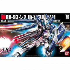 A 1/144 model of Izubuchi's mid 2000s Hi-Nu Gundam rendition featuring slimmer proportion and modern design aesthetic. From the novel, "Char's Counter Attack Beltorchika Children," the Hi-Nu possesses a large number of differences from the Nu Gundam including its bright blue coloring and differing weapon mount configuration. Includes 2 detachable funnels, beam rifle, hyper bazooka, beam saber. Runner x 8, sticker, Instruction Manual