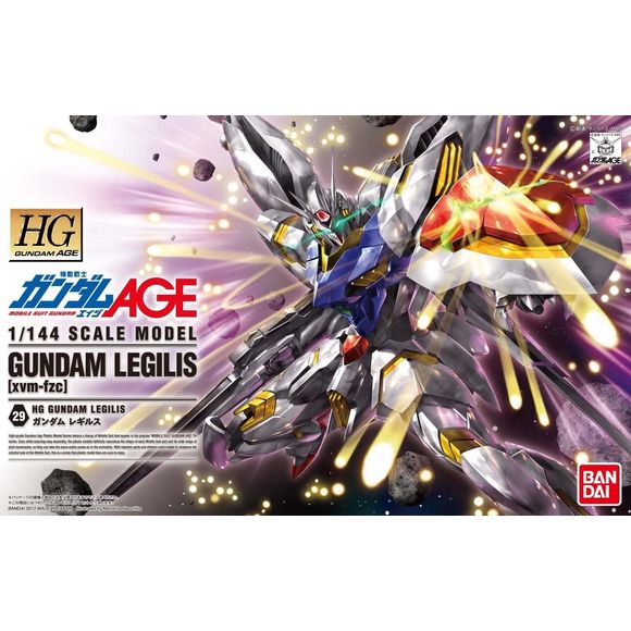 <p>Build and display <strong>Gundam AGE #29 Gundam Legilis</strong> with this official Bandai Hobby <strong>HG 1/144 scale model kit</strong>.</p>
<p>The new Vagan's MS, developed based on the analysis of Gundam Age-3 with Vagan's technology. Legilis core and the body can be separated.</p>
<p>Includes two types of eyes, Vagan type and Gundam type are available. The shield's shooting bits gimmicks can be recreated with replacement parts.</p>
<p>Clear yellow beams included</p>
<p><strong>Product Features:</st