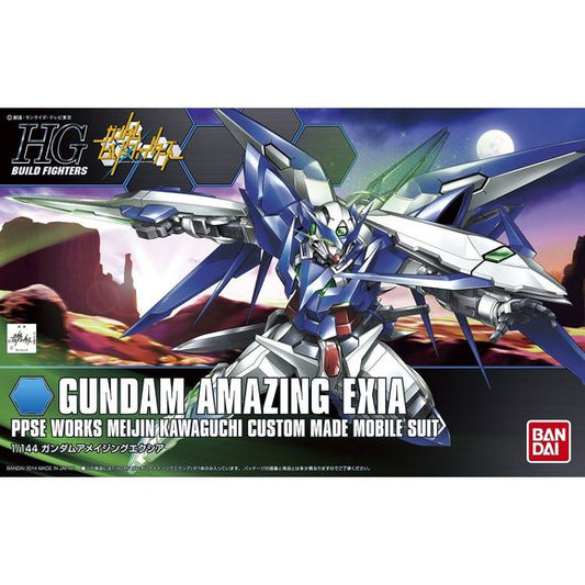 The heroic counterpart to the Exira Dark Matter, its colors and styling have been changed to a more heroic white and blue with clean edges. New Amazing GN shield weapon is included along with Exira's iconic swivel GN Sword.