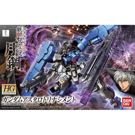 <p>A new side story from the "Gundam IBO" series - "Gundam Iron Blooded Orphans: Steel Moon" - the Gundam Astaroth Rinascimento is making its appearance! Showing off the Astaroth's characteristic asymmetric design, the new Astaroth Rinascimento comes with a new large weapon called the "Bastard Chopper"!</p>
<p>You can also combine the "Bastard Chopper" and "Demolition Knife" to make an even better, larger weapon! Set includes Demolition Knife, rifle, 2 knives, and Bastard Chopper</p>
<p><strong>Product Feat