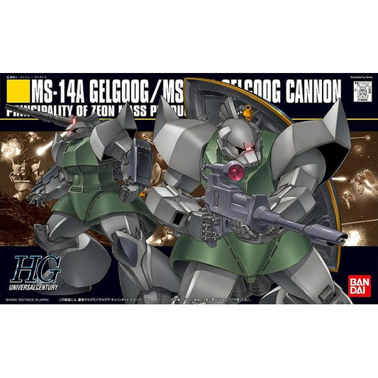 <p>Build and display <strong>HGUC Mobile Suit Gundam MS-14A Mass Production Gelgoog Cannon</strong> with this official Bandai Hobby <strong>HGUC 1/144 scale model kit</strong>.</p>
<p>After several Gelgoog variations, Bandai at last releases the first mass-production-type Gelgoog! An optional cannon attachment is included, along with a beam rifle, twin beam sword, shield, a three-barrel missile launcher, and four types of optional heads</p>
<p><strong>Product Features:</strong></p>
<ul>
<li>HGUC 1/144 scale