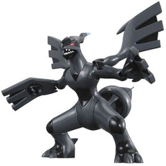This ferocious-loking Zekrom Pokeman kit comes with 'PokePura' action which means it is designed so the wings flap when you move the head back and forth. All parts are molded in color and snap fit together so no paint or glue are required. Stickers for the eyes are also included.