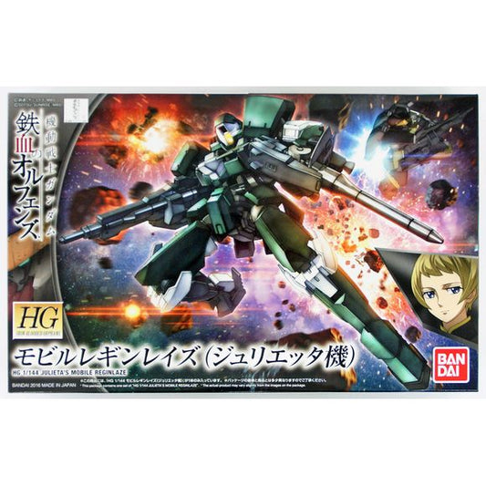 <p>Build and display <strong>HGPD IBO Julieta's Mobile Reginlaze</strong> with this official Bandai Hobby <strong>HG 1/144 scale model kit</strong>.</p>
<p>The successor to Gjallarhorn's mass-produced Graze unit from "Mobile Suit Gundam: Iron-Blooded Orphans" comes with its characteristic twin swords (Twin Pile), rifle, and gauntlets</p>
<p><strong>Product Features:</strong></p>
<ul>
<li>HG 1/144 scale model kit</li>
<li>Official Bandai Hobby release</li>
</ul>
<p><strong>Includes:</strong></p>
<ul>
<l