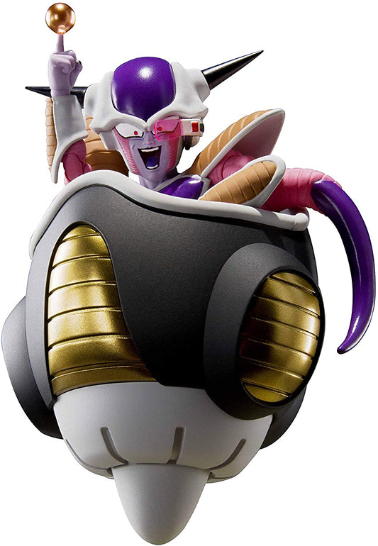 The first form of Frieza and his pod, as envisioned by creator Akira Toriyama, come to life in S.H.Figuarts. Standing a powerful 110mm tall, the figure features all of the posability fans have come to expect from S.H.Figuarts. A detachable Scouter and Supernova effects let you re-create your favorite scenes. And Frieza's pod, a toy-series first, is rendered in accurate detail. To capture the appearance from the original design, Frieza's upper body can be removed from the figure and be set into the pod.
[Se