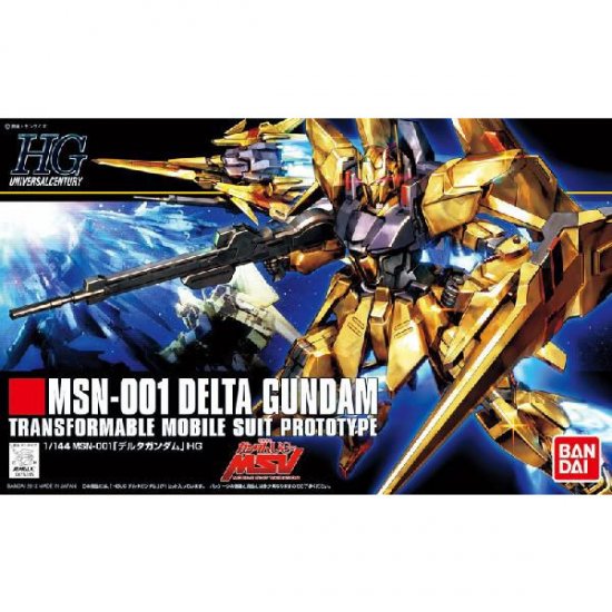 <p>Similar to the HGUC Delta Plus Gundam released in 2010, the Delta Gundam comes with extra parts to allow you to build it in both its robot form and waverider mode. But what separates this HG from its predecessor is the fantastic gold plating.</p>
<p>Three runners of parts have been coated in a gleaming gold finish making the Delta Gundam shine birght in your Gundam collection</p>
<p><strong>Product Features:</strong></p>
<ul>
<li>HGUC 1/144 scale model kit</li>
<li>Official Bandai Hobby release</li>
</ul