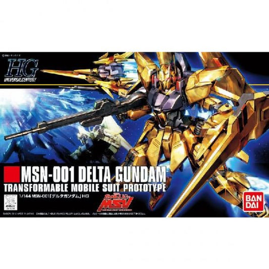 <p>Similar to the HGUC Delta Plus Gundam released in 2010, the Delta Gundam comes with extra parts to allow you to build it in both its robot form and waverider mode. But what separates this HG from its predecessor is the fantastic gold plating.</p>
<p>Three runners of parts have been coated in a gleaming gold finish making the Delta Gundam shine birght in your Gundam collection</p>
<p><strong>Product Features:</strong></p>
<ul>
<li>HGUC 1/144 scale model kit</li>
<li>Official Bandai Hobby release</li>
</ul