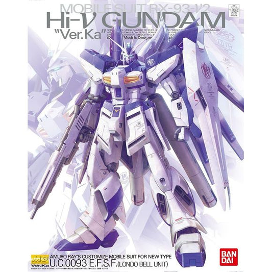 The formidable Hi-Nu Gundam gets the "Version Ka" treatment! Amuro Ray's customized mount from "Char's Counterattack" becomes a MasterGrade kit with design overseen by master mecha designer Hajime Katoki. Fully posable after assembly, this glorious Gundam can have LEDs installed (LED units sold separately and not included) if you choose. It's armed to the teeth with a beam rifle, a hyper bazooka, a shield, six fin funnels, three beam sabers, and a stand. You won't want to miss out on this one! Assembly Re