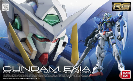 At last, a Real Grade kit of Gundam Exia! 1/144 Scale, Fully posable after assembly. It comes with the GN Sword, two GN Beam Sabers, two GN Beam Daggers, a GN Short Blade and GN Long Blade. Parts molded in multiple colors, so painting isn't really necessary (although it'll look extra amazing with some paint added). Kit includes decals. Assembly Required.