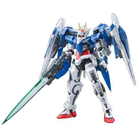 Utilizing real world technology to interpret the futuristic elements of the Gundam universe, the Real Grade series presents its version of the 00 Raiser from the Gundam 00 animated series. The iconic GN drives which act as both an energy transmission and propulsion system are modeled on the designs of the high voltage power transmission lines and propulsion systems found on real world exploration satellites. The 0 Raiser support craft has been remodeled with a more angular design to resemble the linear form