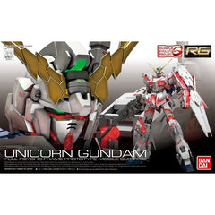 Part of the GunPla Evolution project, the Real Grade Unicorn Gundam features the next level in GunPla technology and design. From the very beginning, this version was created to be able to perform its iconic Destroy Mode transformation with stability and ease. The new Advanced MS Joint incorporates clear translucent plastic for Psyco frame along with locking and linking mechanisms to ensure the smoothest transformation possible. Set includes beam magnum x1, shield x 1, 2x beam sabers, and Hyper Bazooka x 1
