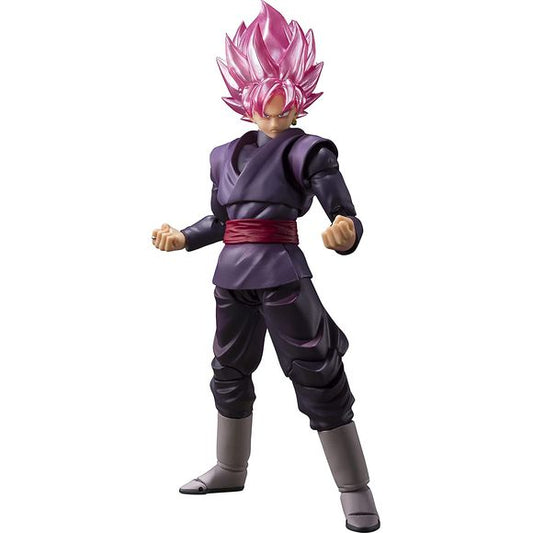 Goku Black Super Saiyan Rose, as seen in Dragon Ball Super, joins S.H.Figuarts!
Colored pink to evoke his ki-energized appearance, it's also articulated naturally so as to capture his trademark Kamehameha pose! Stands approximately 5.5" tall.
Set Contents: Main body, Two left and three right optional hands, Three optional expression parts