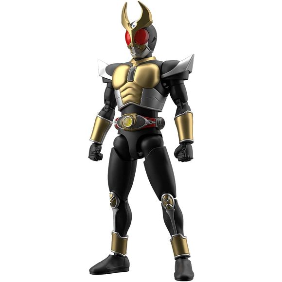 Kamen Rider Agito finally makes his way to the Figure-rise Standard lineup in his Ground Form!
The kit features plated parts to thoroughly recreate the golden texture of his suit. He's poseable upon completion and features a wide range of motion so you can recreate a variety of action poses such as the "Rider Kick"!
The "cross horn" can be recreated with optional parts, and the kit also comes with three types of hand parts, and the "Agito's Crest" effect part.