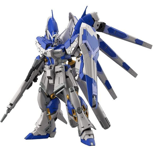 The Hi-Nu Gundam, as seen in "Mobile Suit Gundam: Char's Counterattack - Beltorchika's Children," gets a brand-new RG model-kit release from Bandai, and it's absolutely packed with details!
The Hi-Nu is equipped with a multi-link gimmick that slides the armor with the movement of its joints; the armor parts can be slid aside to expose the mechanical internal frame. Bold poses are possible by swinging the upper waist base up and down! The lumber armor is equipped with a connection joint, and its new desig