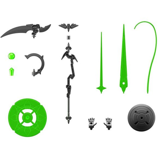 This set features a new weapon for the 30 Minute Sisters models (sold separately)! The weapon set allows you to bring some magic into the world with parts to build magical weapons, including a magic circle, magic staff, magic wand, scythe, beam whip, beam saber, and beam sword! Weapons can be reconfigured in many ways!